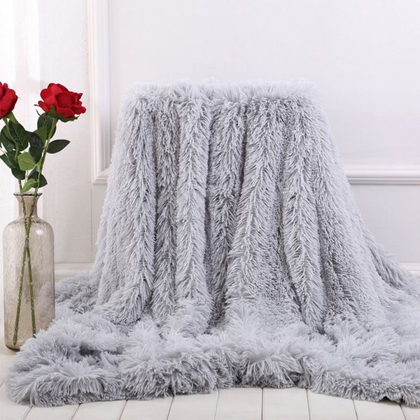 

super warm shaggy fur blanket winter thick soft blankets for bed sofa tapestry candy color double layer plush coverlet