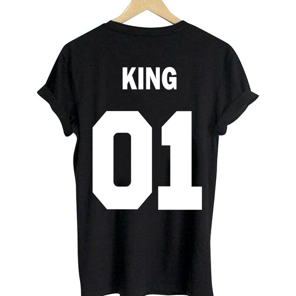 

designer t shirt for men women couples summer letter print king queen fashion20 tee shirt casual breathable short sleeve black white t-shirt, White;black