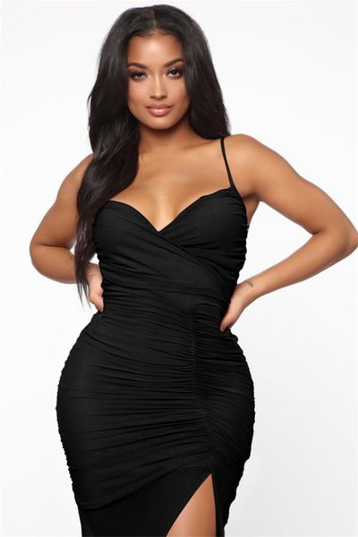 

solid color sleeveless dresses womens designer mesh panelled dresses split v-neck backless club dresses casual, Black;gray