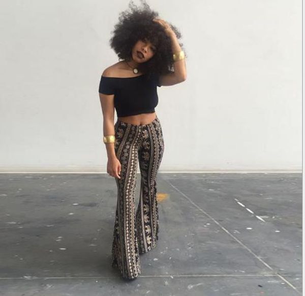

designer flare regular full length fashion loose night club style long pants female casual apparel bohemian womens summer, Black;white