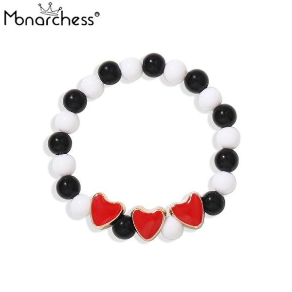 

monarchess brand classic cute black white stone bead bracelet for ladies statement bohemia simple bracelet party jewelry gift, Golden;silver