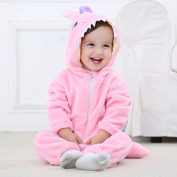 

pink monster baby clothes one-piece flannel romper new pure cotton soft home clothing newborn pajamas costumes wholesale, Black;red