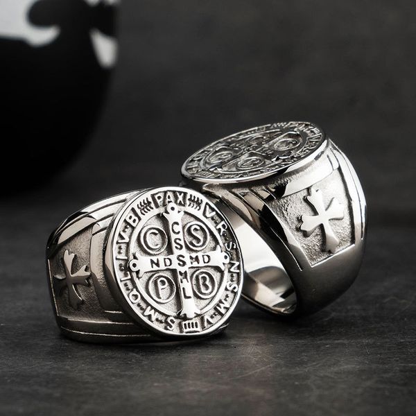 

titanium steel (stainless steel) jesus christian cross badge men's ring high end original design and handmade men for rings, Golden;silver
