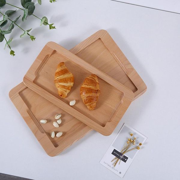 

wooden pallet multi-size round rectangle japanese beech tray tableware tea set food storage tray ins style household products