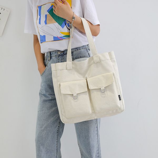 

literary environmental protection tote bag large capacity women's shoulder bag ins simple multi-pocket japanese canvas women