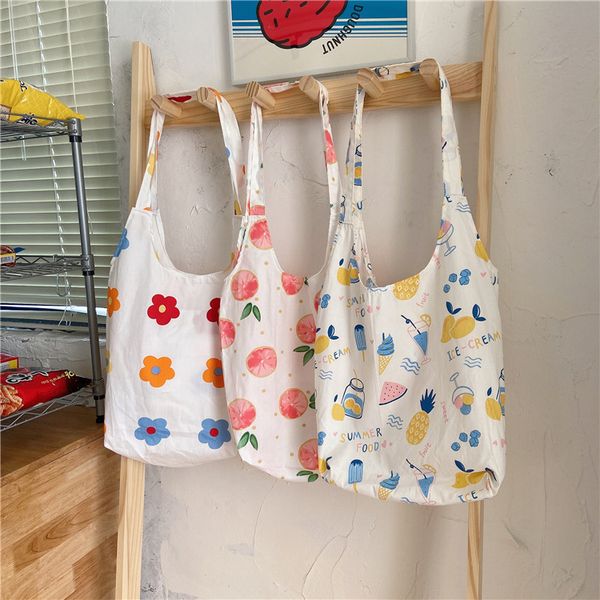 

fashion flower women handbags thin cotton ladies shoulder bags large capacity girls student reusable shopping bag casual tote