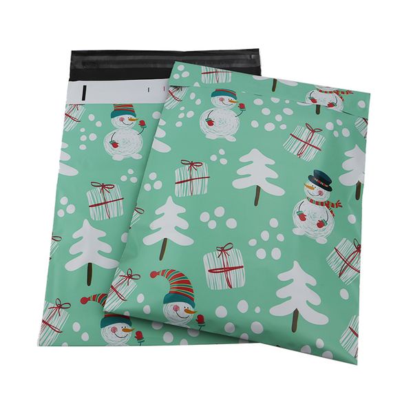 

100pcs 25.5x33cm 10x13 inch blue snowman pattern poly mailers self-styled plastic envelope bag / snowman pattern gift bags