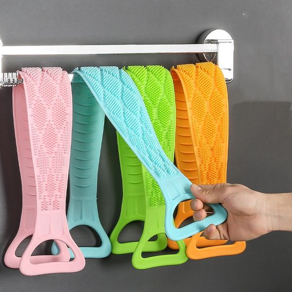 

silicone back scrub bath shower wash body belt brush bath towel exfoliating bath brushes back scrubber bathroom accessories