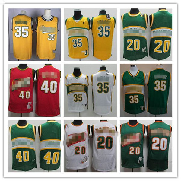 

2019 mens gary 20 payton shawn 40 kemp kevin 35 durant swingman super sonicsmen basketball jersey iconedition, Black