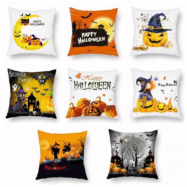 

holloween pillowcase 45*45cm pumpkin skull witch series printed soft home cushion cover decoration furnishing throw pillow cases vt1518