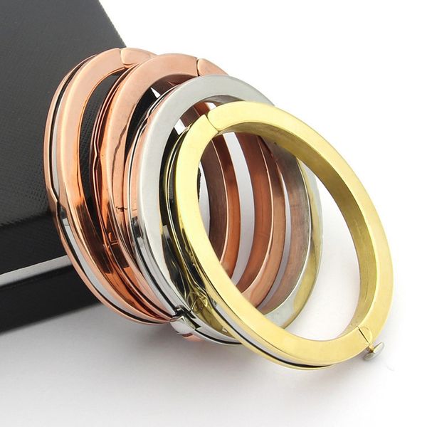 

titanium steel jewelry bracelet b plus handcuffs concave bracelet jewelry intermediate color, Black