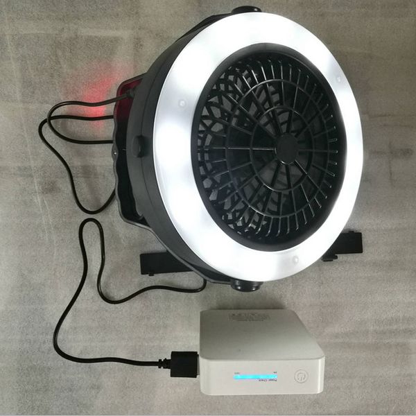 

portable 3 in 1 rechargeable usb led fan light tent lamp lantern with hook for outdoor camping hiking mal999