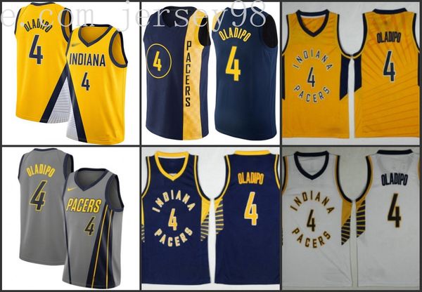 

indiana pacers men #4 victor oladipo white yellow nba 2019-20 red jersey, Black