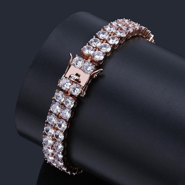 

Jewelry Mens Gold Bracelets 2 Rows Bangles Hip Hop Iced Out Diamond Tennis Bracelet Pandora Style Bracelet Love Link Chain