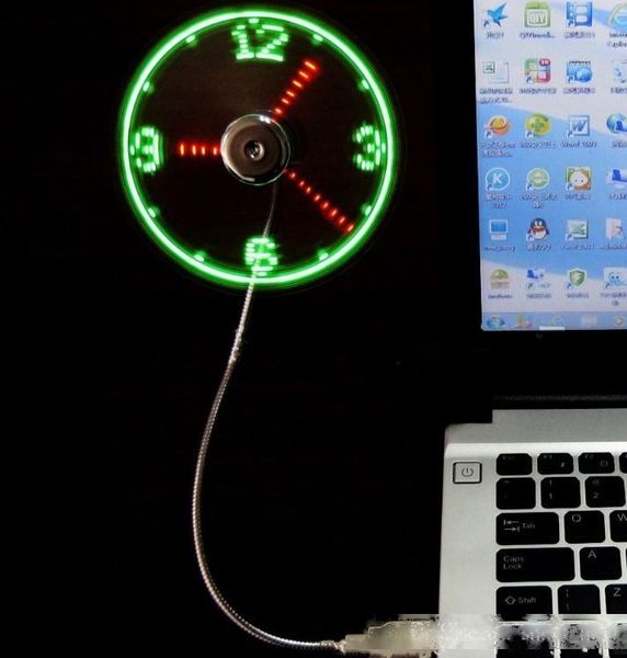 

mini usb led fan clock display flashing time usb clock fan for pc notebook power bank charger with ith clock usb gadgets llfa