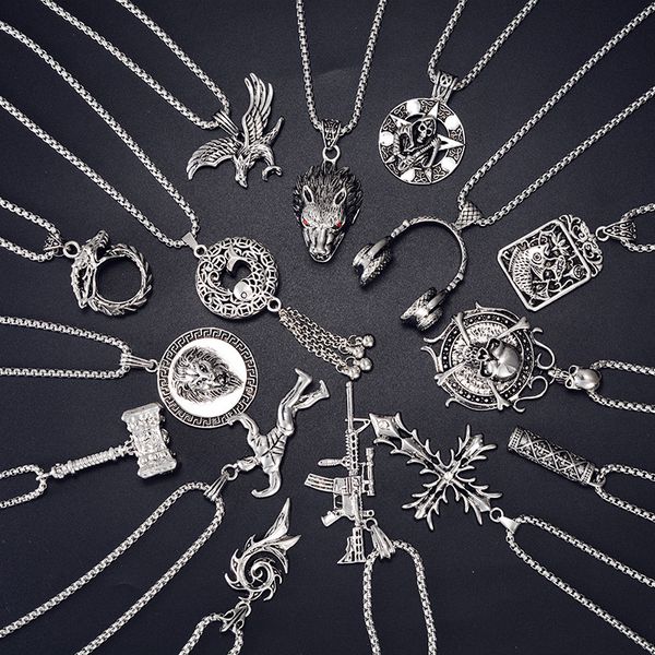 

necklace hip hop statement necklaces vintage gun lion designer tree cross life pendant bullet women mens tassel hammer skull head jewel eufv