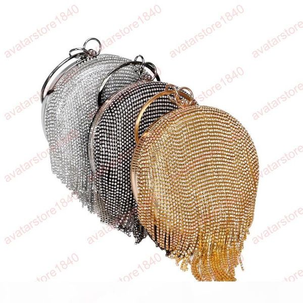 

fashion tassel women rhinestones evening bags diamonds wedding party day clutches chain shoulder purse handbags