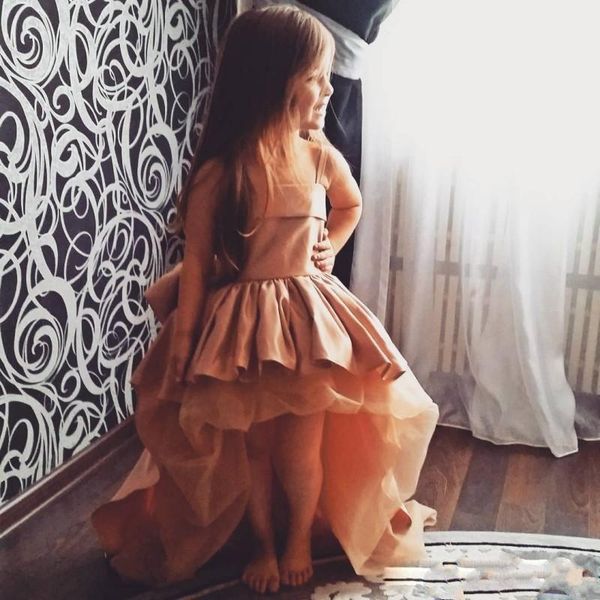 

принцесса hi lo девушок цветок платье с бретельками бисера атласного тюля little girl pageant платье прекрасной первым причастие платье c193, White;blue