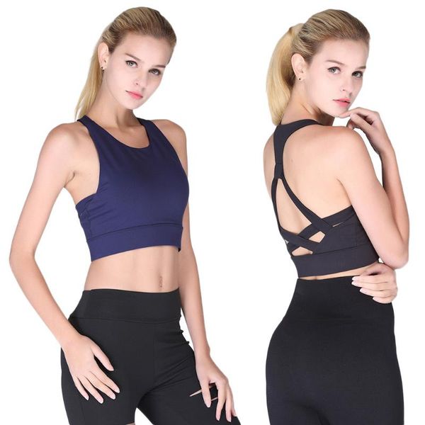 

gym clothing women yoga sports bras fitness workout back cross activewear high impact bra do2, White;black