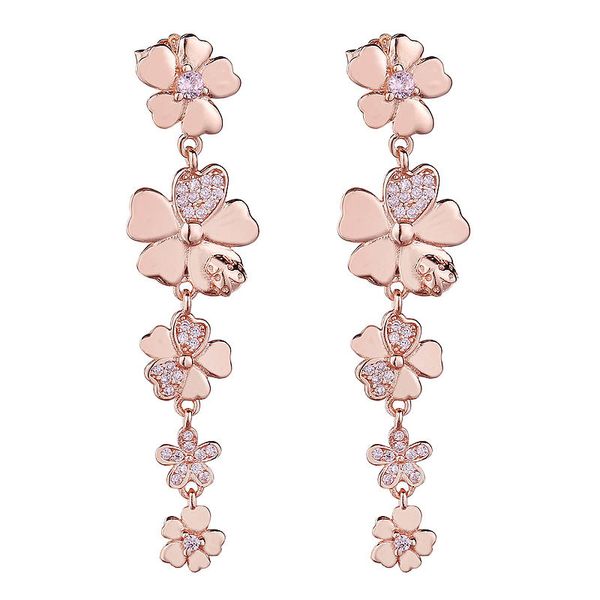 

authentic 925 sterling silver earring rose wildflower meadow hanging earrings for women wedding party gift fine diy jewelry