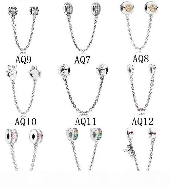 

safety chain charms beads fits pandora bracelets authentic 925 sterling silver jewelry diy accessories fashion jewelry, Black