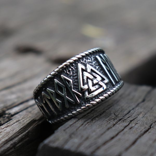

men's 316l stainless steel ring vintage silver color viking odin runes ring norse amulet men jewelry