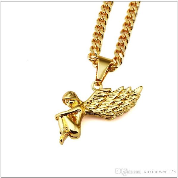 

fashion gold plated trendy angel girl pendant necklace punk rock necklaces gothic for men/women with gift box christmas, Silver
