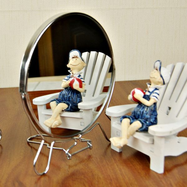 

x-6-inch iron side mirror silver-plated round double-sided mirror makeup mirror hairdressing retro makeup wholesale