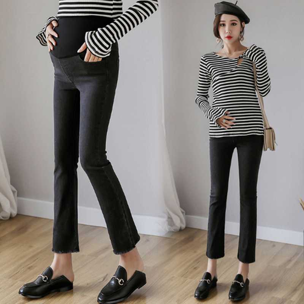 

maternity wear 2020 spring autumn nine-point maternity trousers skinny pregnancy pants lovely trousers for pregnant women, Blue