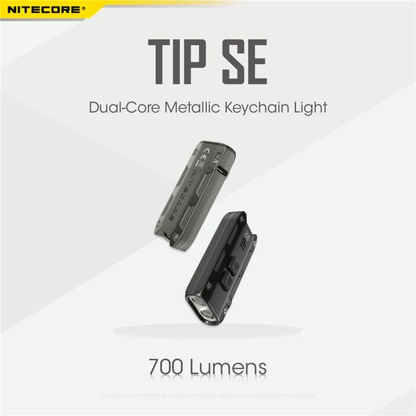

nitecore flashlight mini torch tip se 700 lumens 2 x osram p8 led with rechargeable li-ion battery dual-core metallic keychain light