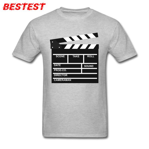 

funny men t-shirt clapperboard t shirt director video scene grey tshirts tv movie clapper board film slate cut clothes cotton