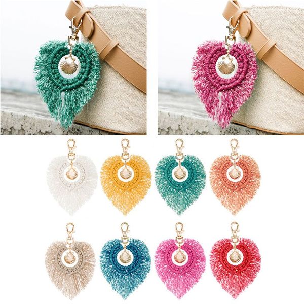 

shell tassel keychain handmade bohemia luxury keychain for bag backpack key accessories for girls, Silver
