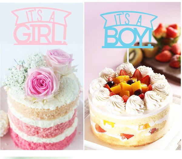 

дети с днем ​​рождения кекс торт toppers торты флаги его девочка мальчик baby shower день рождения фестиваль партии выпечка decor