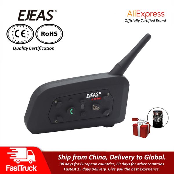 

qplove 1pc v6 pro motorcycle intercom wireless bluetooth helmet interphone 1200m distance connection waterproof with a scarf