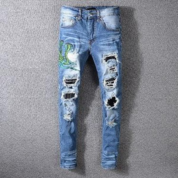 

mens 2019 luxury designer clothes white jeans fashion designerjeans for men motorcycle moto causal mens denim pants hip hop mens pant, Blue