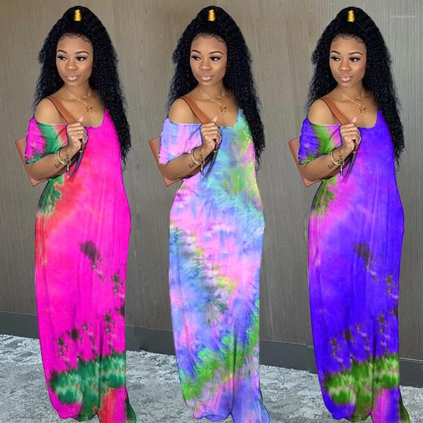 

dresses tie dye printing short sleeve skinny dresses multi color casual streetwear ladies clothing womens designer maxi, Black;gray