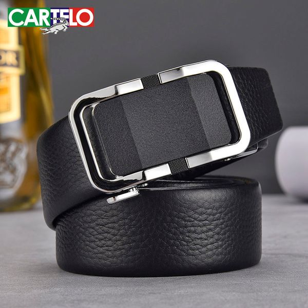 

cartelo leather belt for men genuine leather belt men's black automatic alloy buckle classic fashion luxury cow, Black;brown