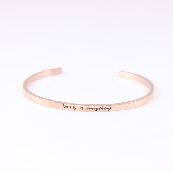 

bangle family is everything gold 316l stainless steel inspirational quote cuff bracelets mantra for women, Black