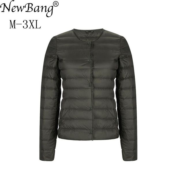 

newbang ultra light down jacket women mafabric light jacket female slim windbreaker without collar lightweight warm coat, Black