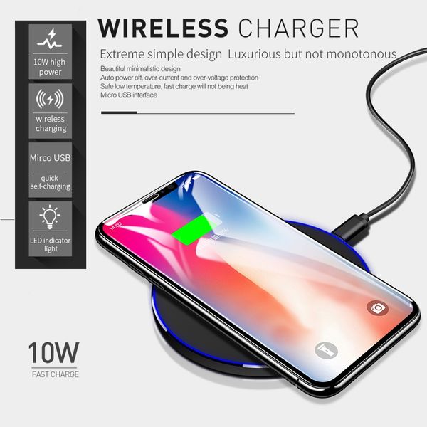 

10w fast wireless charger for samsung s9 s8 note 9 8 usb qi induction charging pad for iphone 11 pro xs max xr x plus