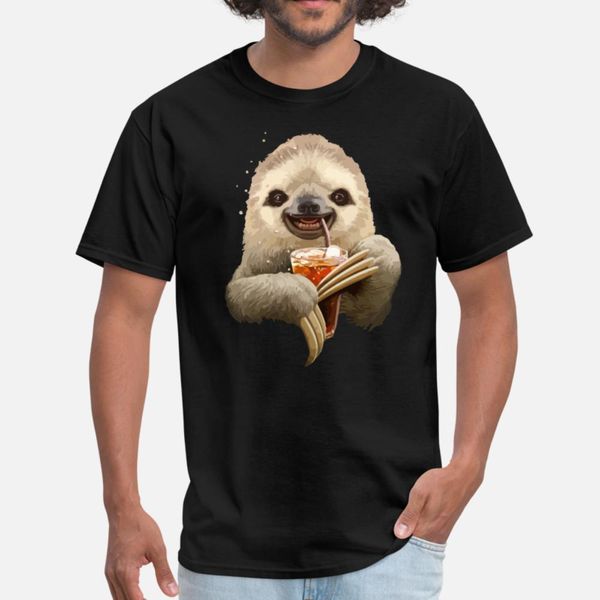 

sloth soft drink t shirt men custom 100% cotton euro size s-3xl clothing loose breathable spring novelty shirt