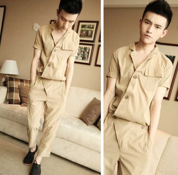 

summer korean style harajuku gothic rompers for men loose jumpsuit harem cargo overalls hip-hop casual bibs pants 052704, Black