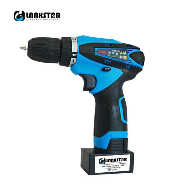 

lanxtar 25v electric drill power tool portable screwdriver double speed rechargeable lithium battery waterproof led light drill