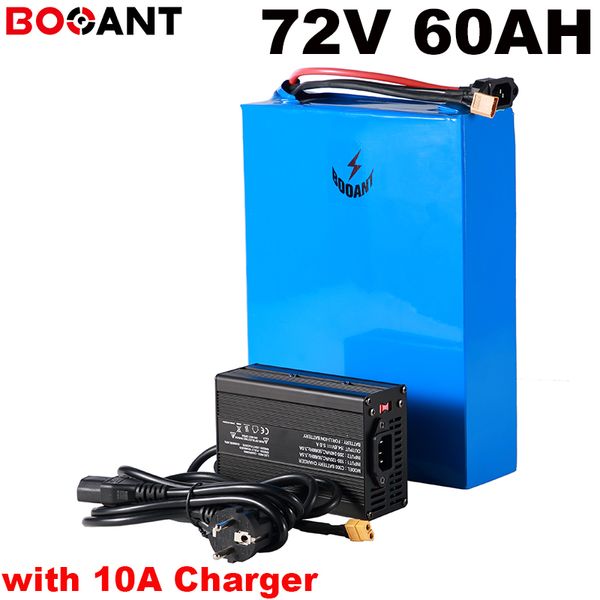 SAMSUNG 35E Sanyo 18.650 hücreli elektrikli scooter paketi + 10A Charger için güçlü 5000W 72V 60AH e-bisiklet lityum pil