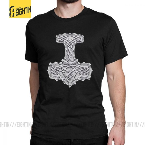 

viking t-shirt thor's hammer valhalla humor t shirt for men short sleeves clothes plus size tee shirt pure cotton round collar