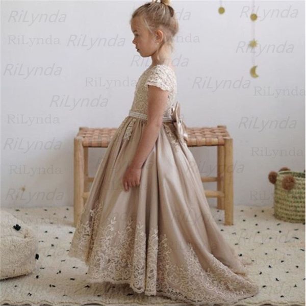 

new flower girls dresses lace appliques cap sleeve ball gowns beading floor length pageant first communion dresses wedding gown, Red;yellow