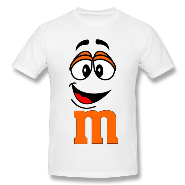 

футболки мужчины оранжевый улыбающееся лицо футболки высокого качества tee день отца tops 100% хлопок мм шоколадные конфеты из чистого хлопк