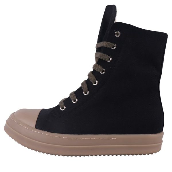 

new list wave of male yellow rubber-soled high shoes influx of men's canvas shoes european and american female winter tide boot, Black