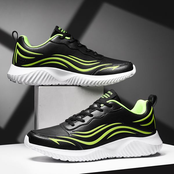 

2020 men walking sneakers pu leather men outdoor sports shoe lace up anti-slip gym sneakers for mens low price autumn runner