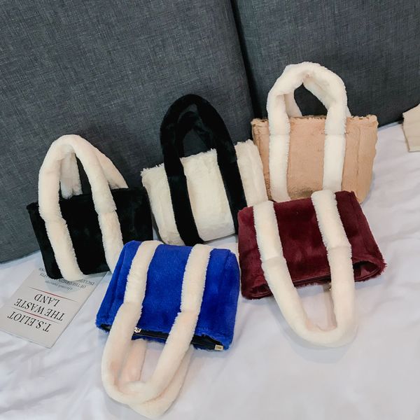 

fashion winter fluffy bag for women versatile faur fur messenger shoulder bag plush shopping totes cute plush small handbag